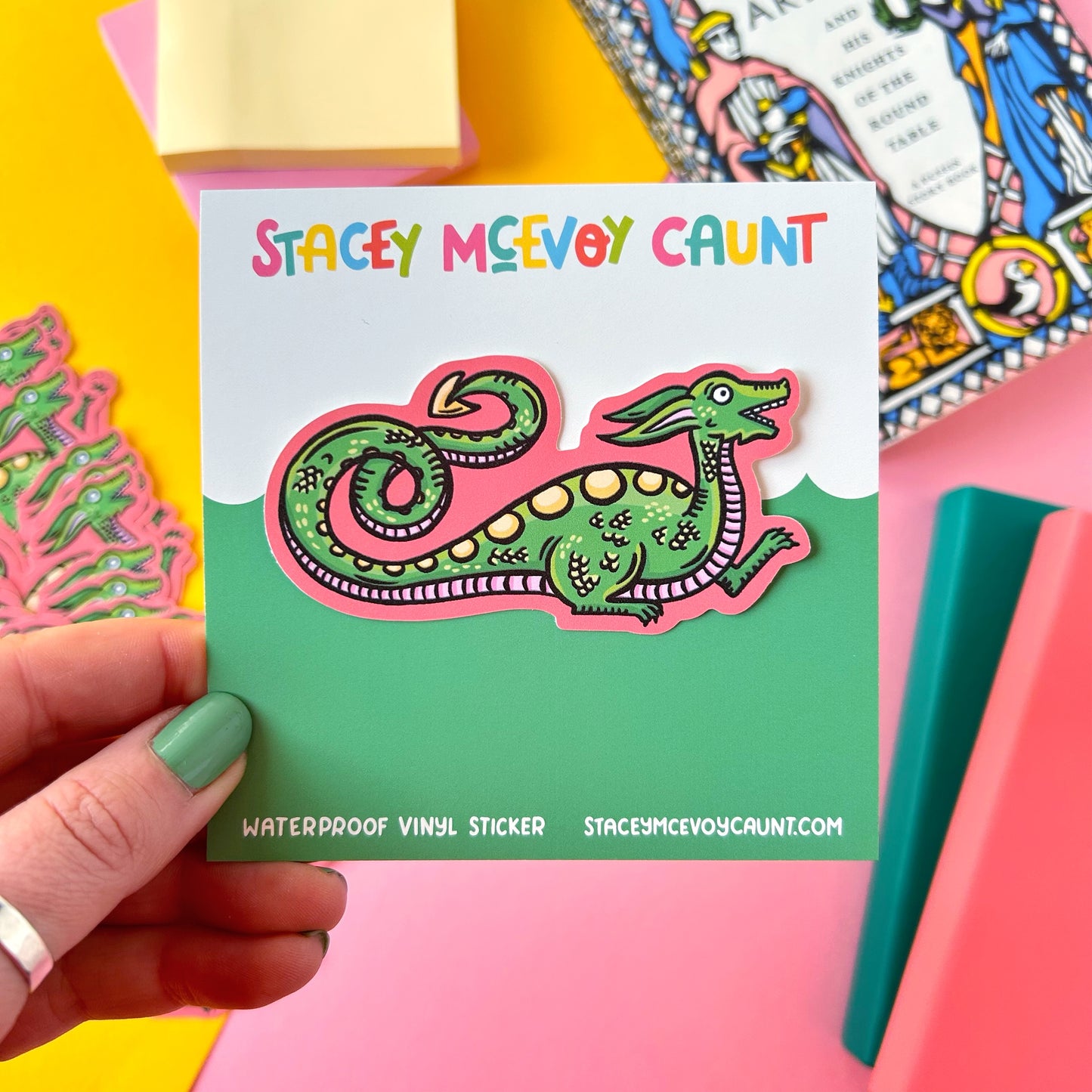 Green Dragon Medieval Marginalia Sticker