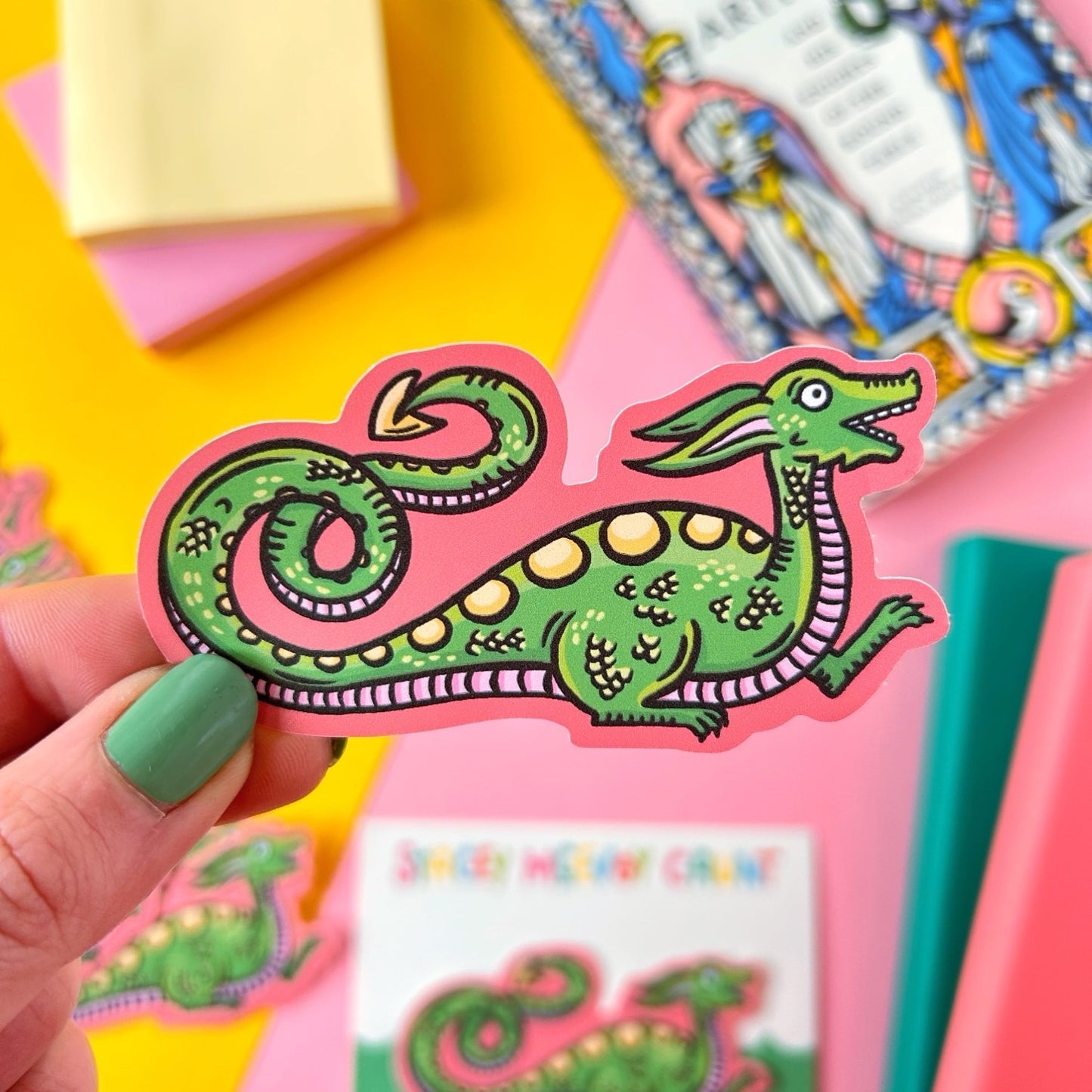 Green Dragon Medieval Marginalia Sticker