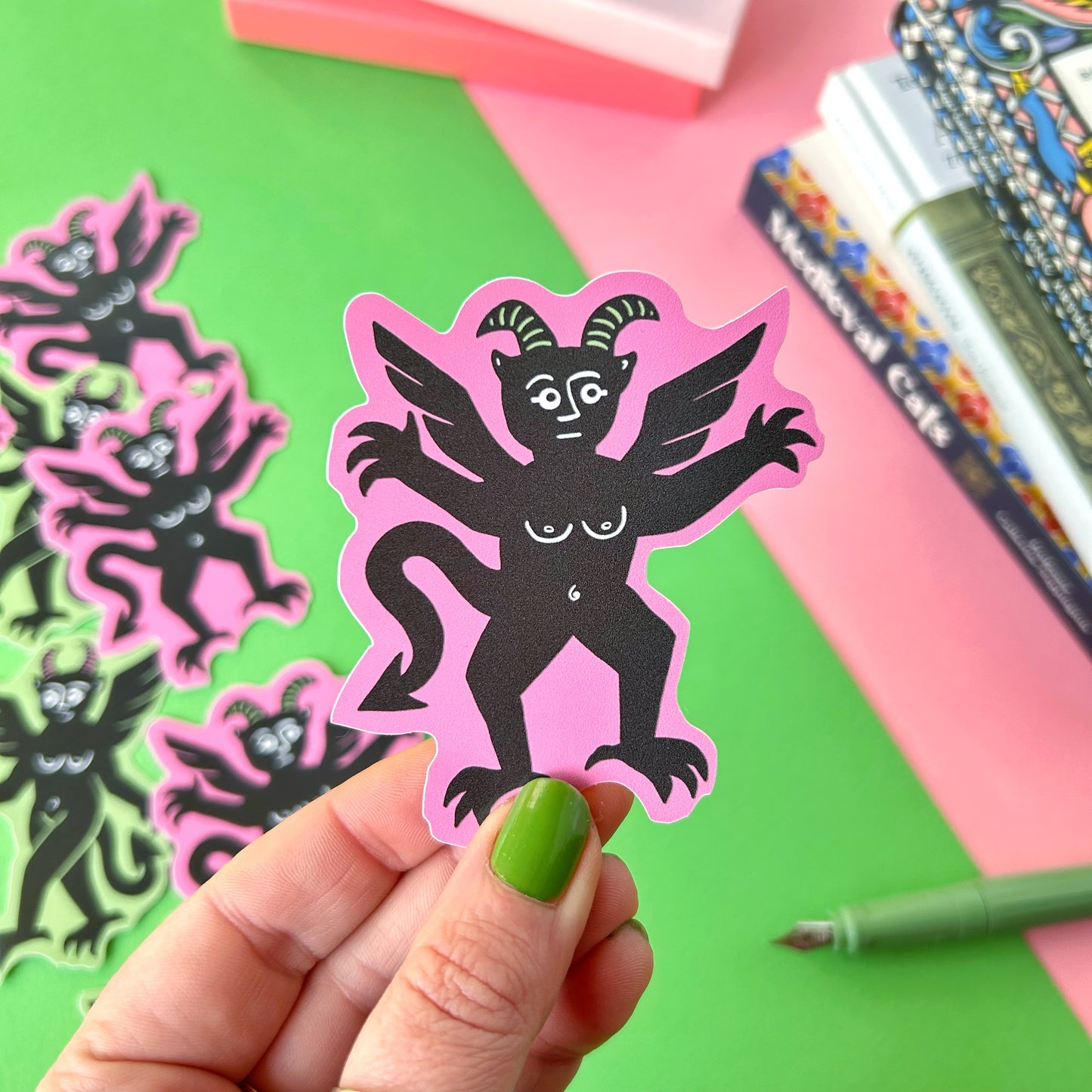 Pink Boobie Devil Sticker