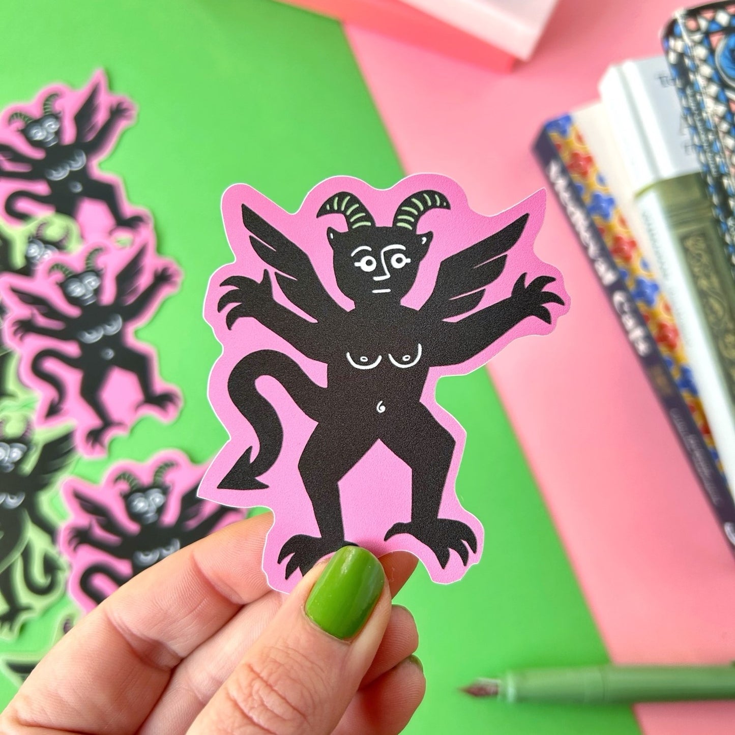 Pink Boobie Devil Sticker