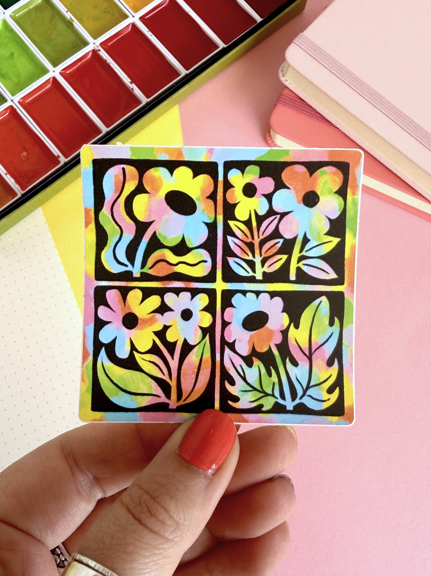 Rainbow Flowers Sticker