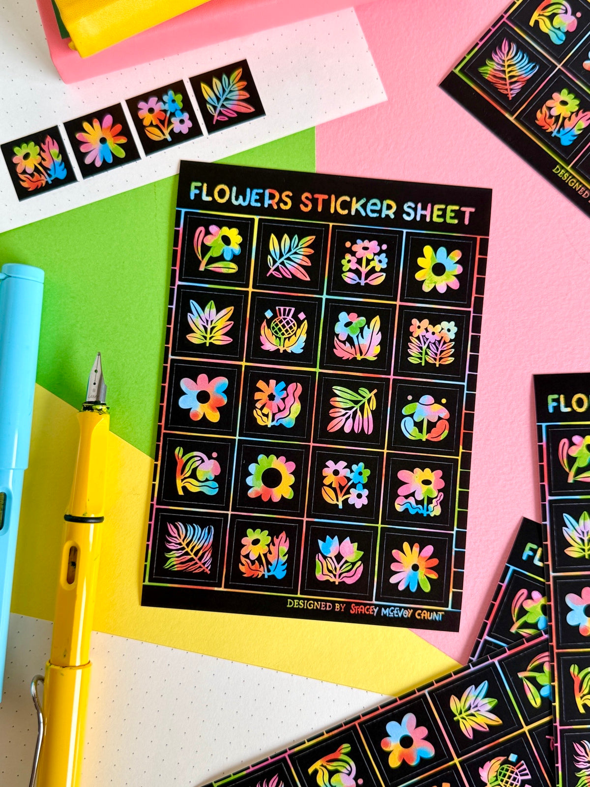 Rainbow Flowers Sticker Sheet