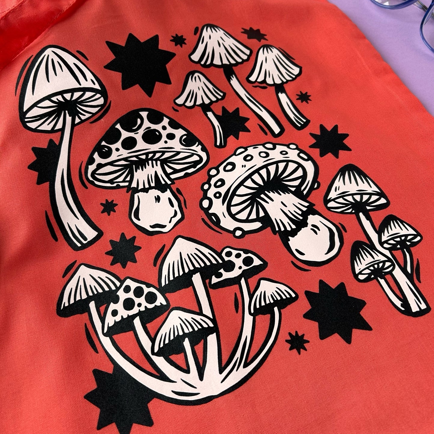 Coral Red Mushroom Tote Bag