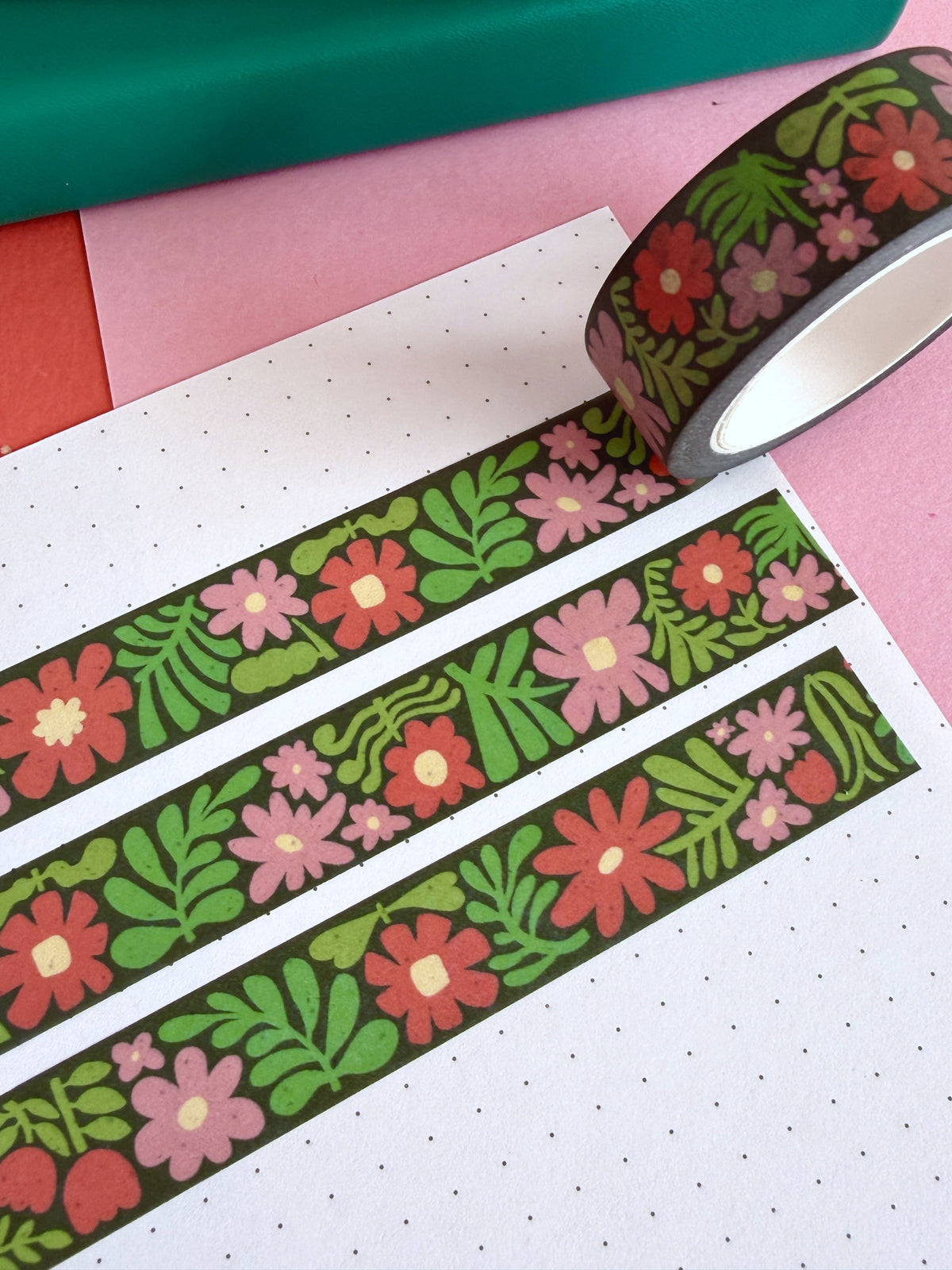 Pink and Red Flower Washi Tape
