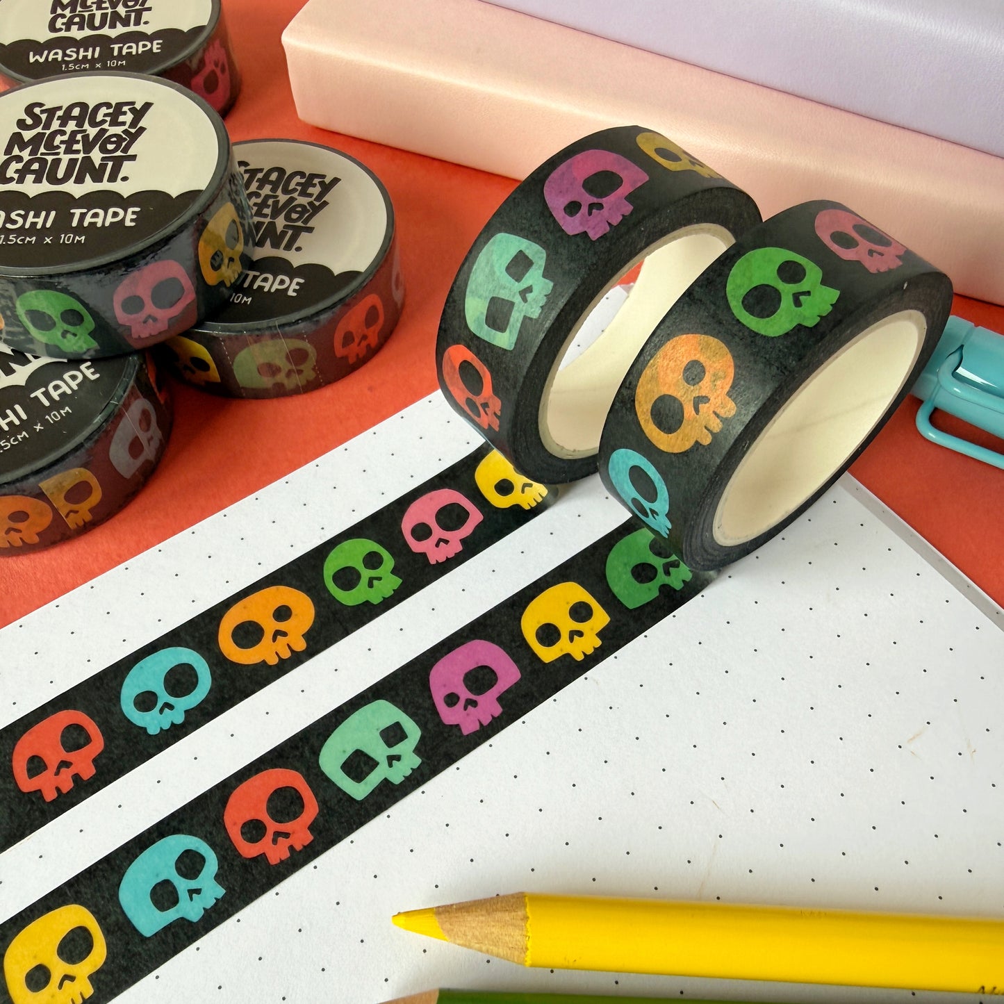 Rainbow Skulls Washi Tape
