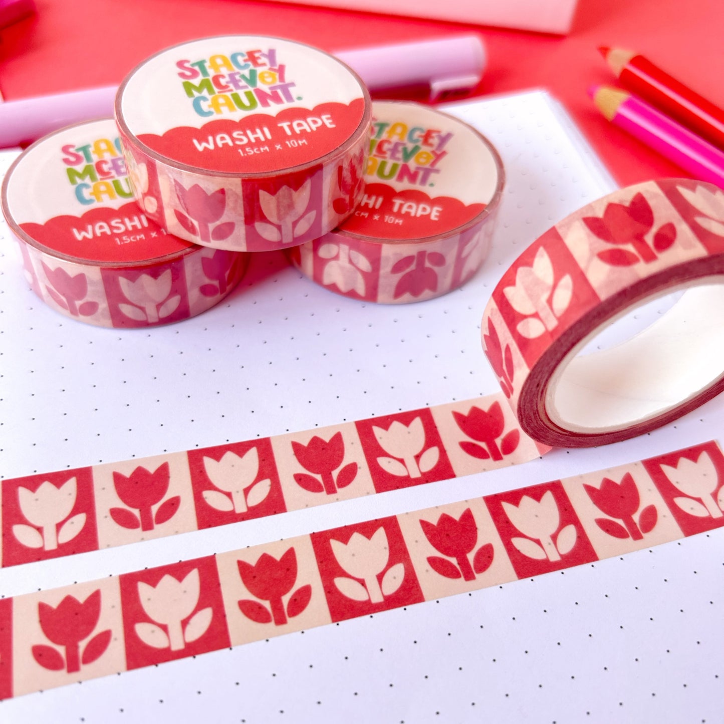 Red Tulip Washi Tape