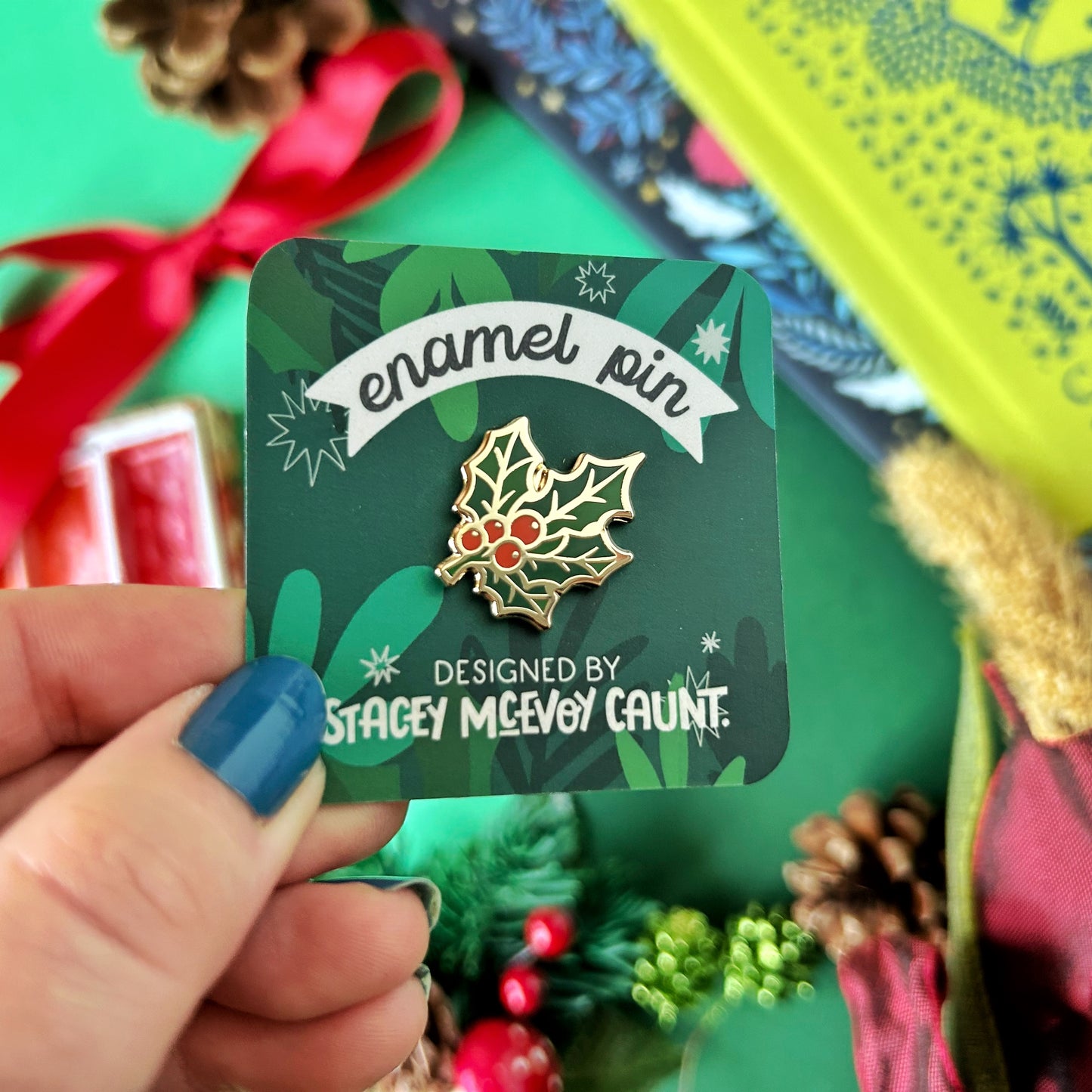 Holly Enamel Pin