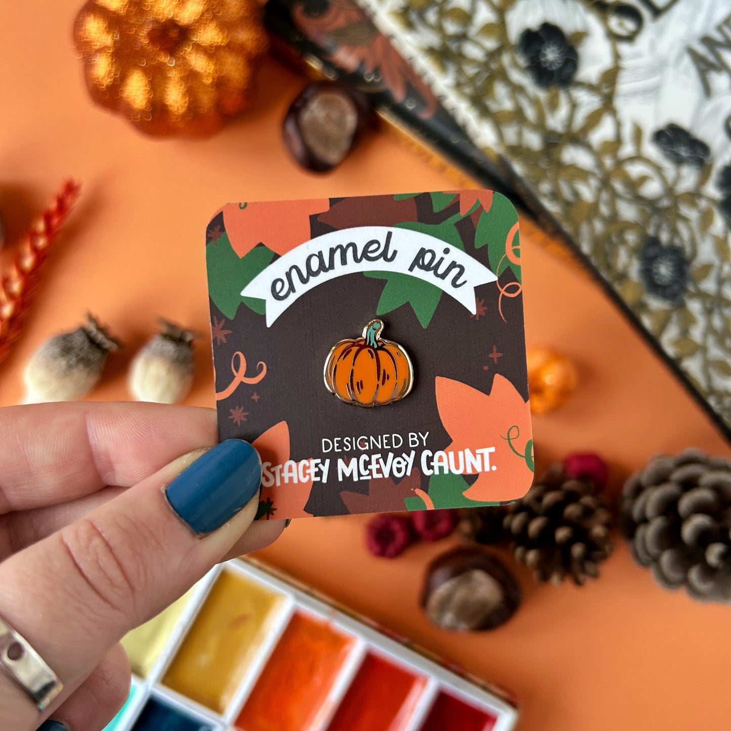 Mini Orange Pumpkin Pin