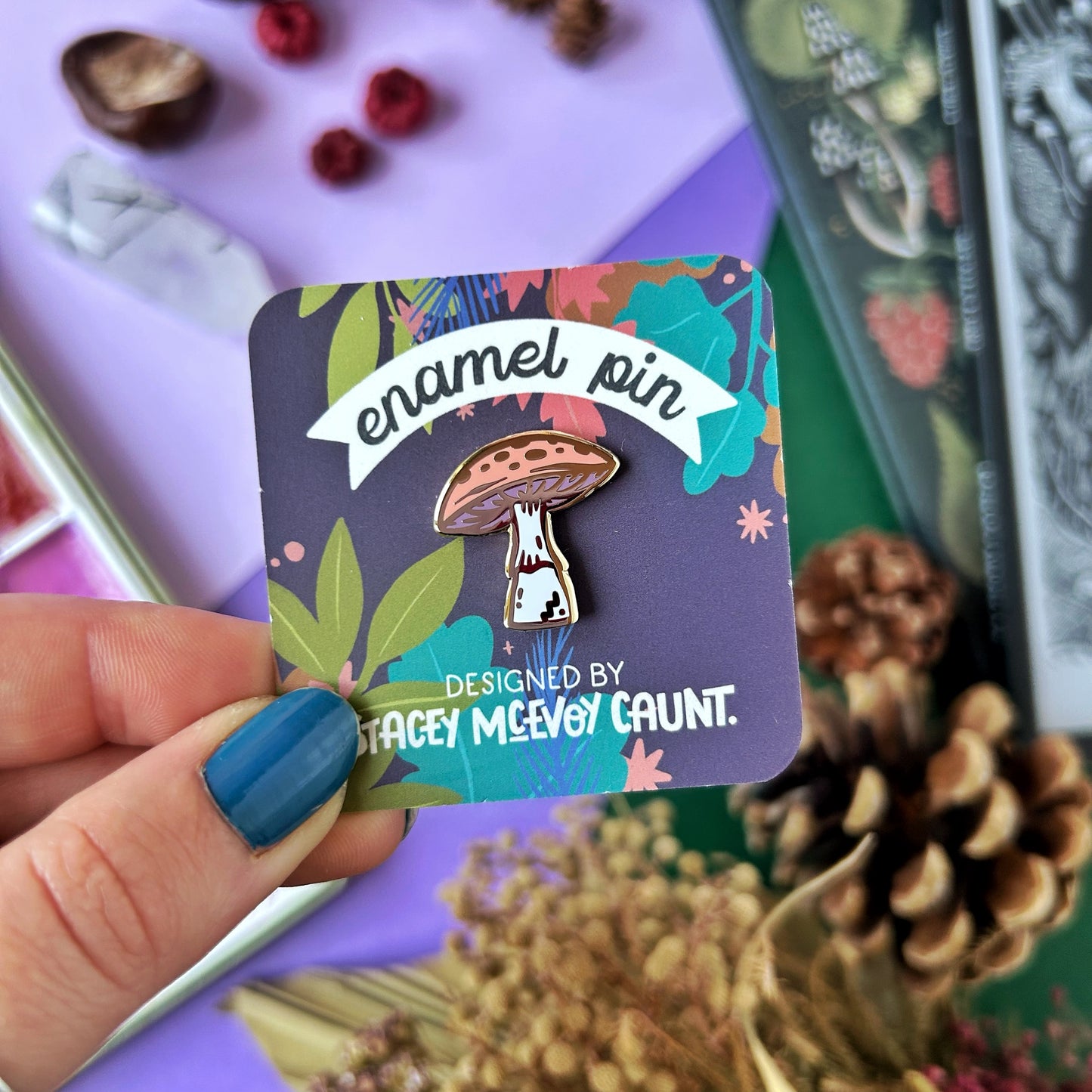 Pink Mushroom Enamel Pin
