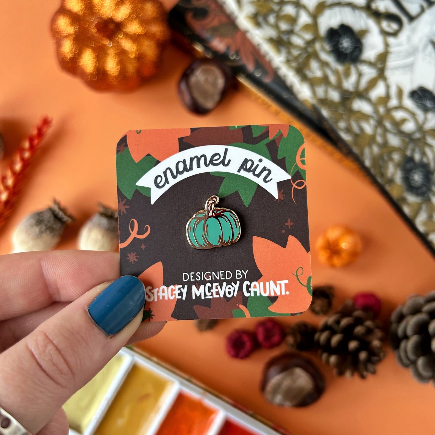 Mini Teal Pumpkin Enamel Pin
