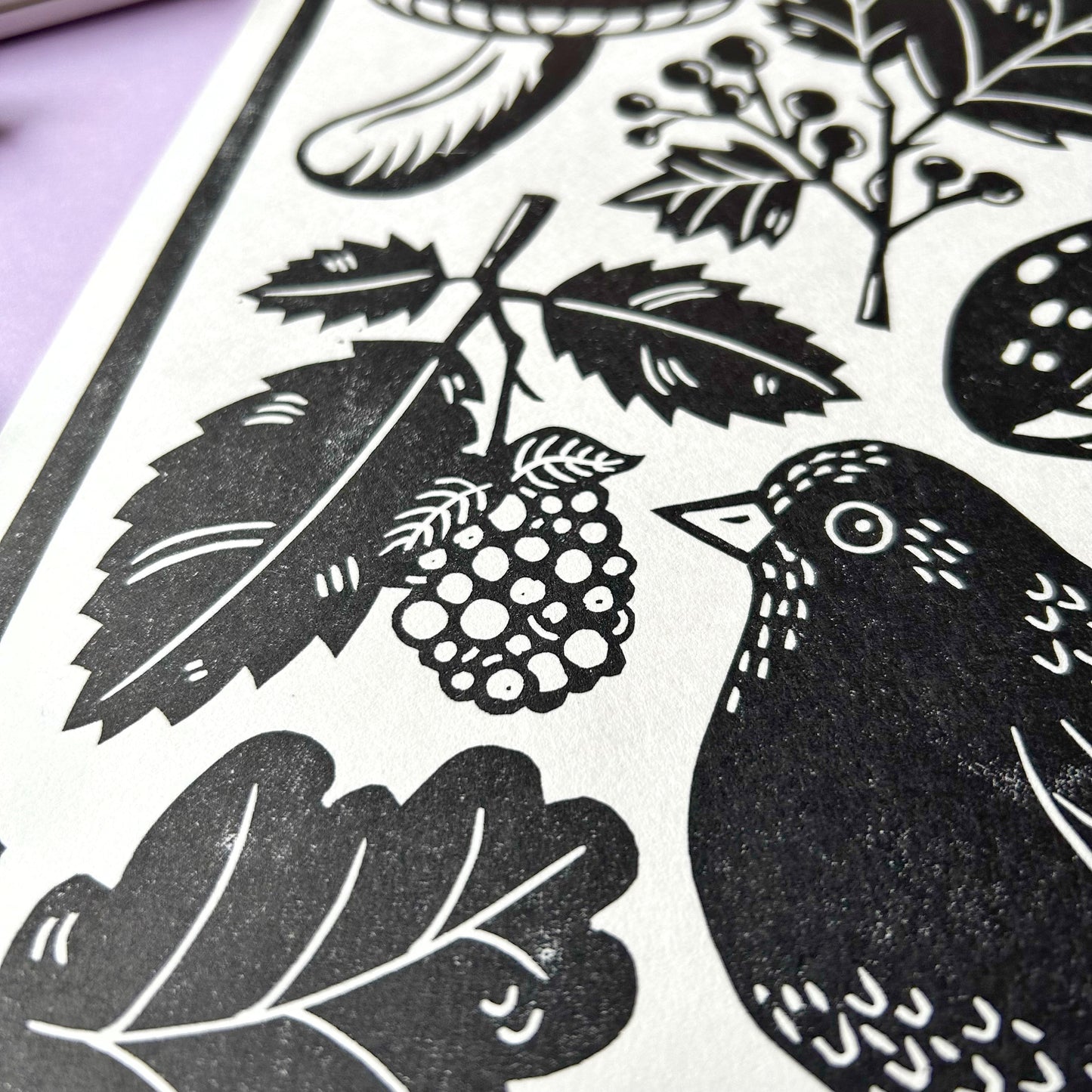 Blackbird Lino Print