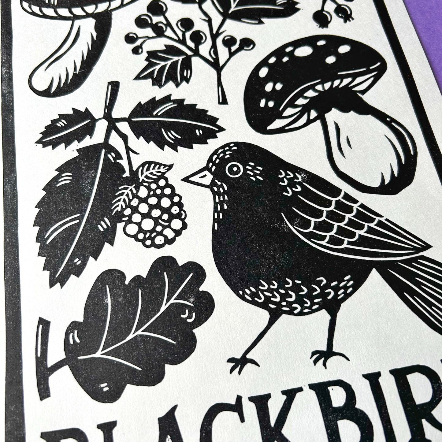 Blackbird Lino Print