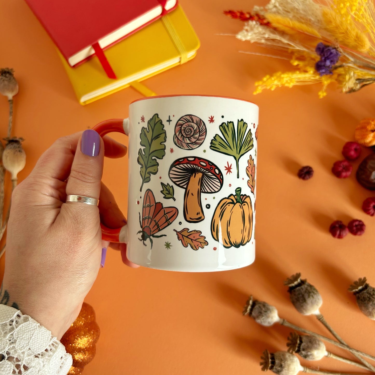 Autumn Pattern Orange Mug