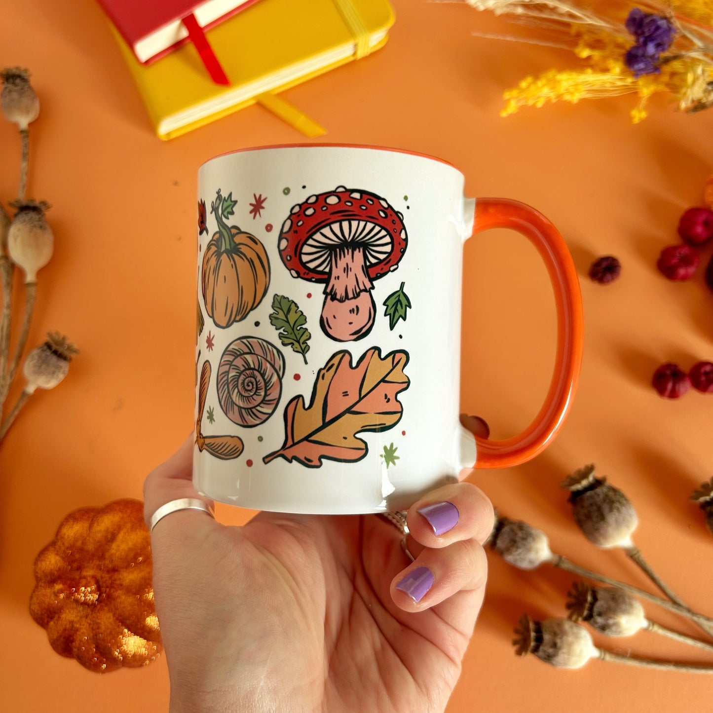 Autumn Pattern Orange Mug