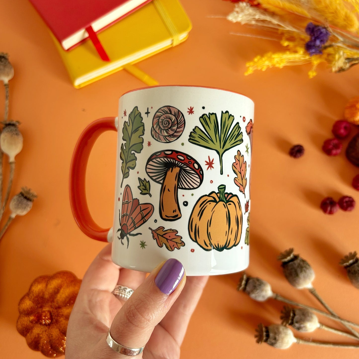 Autumn Pattern Orange Mug