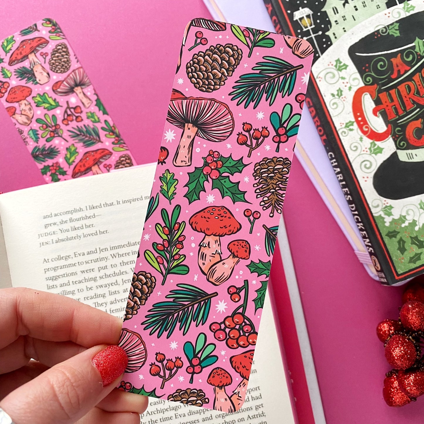 Pink Christmas Bookmark