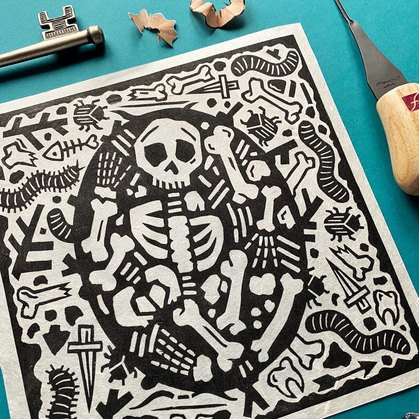Archeology Lino Cut Print