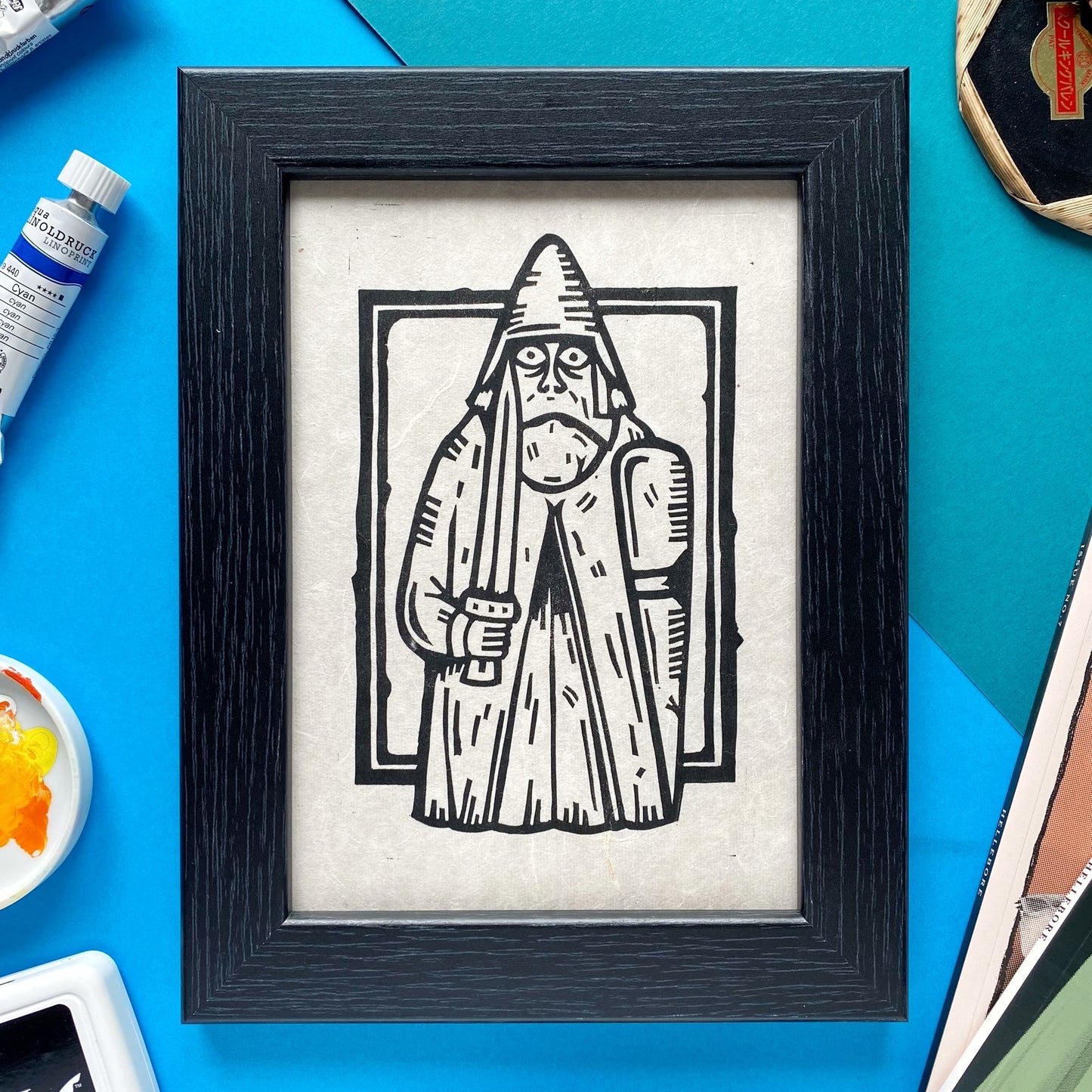 Lewis Chessmen Rook Lino Print