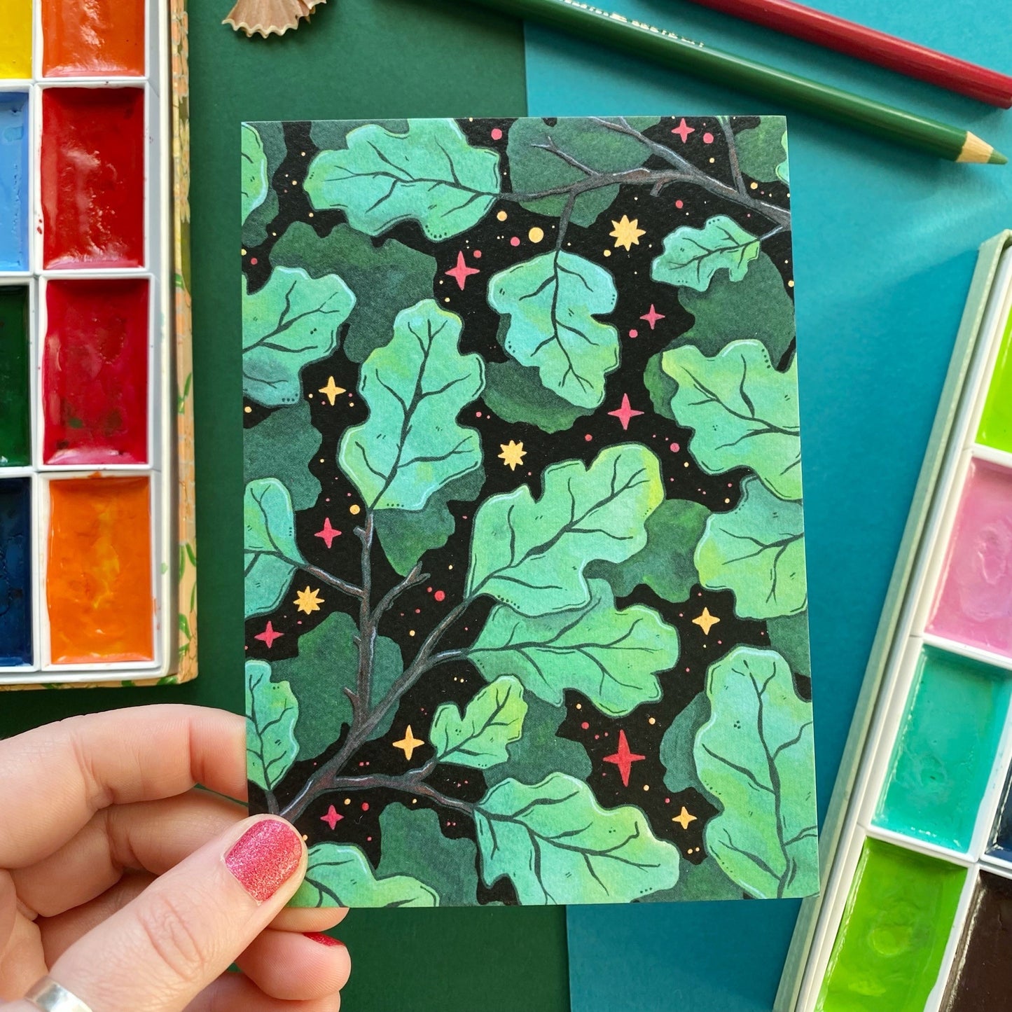 Gouache Woodland Postcard