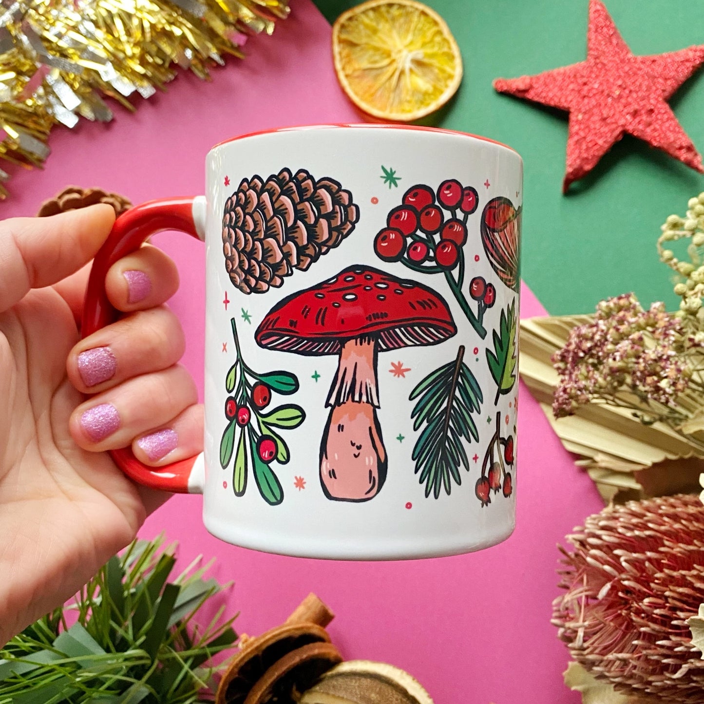 Christmas Mushrooms Mug