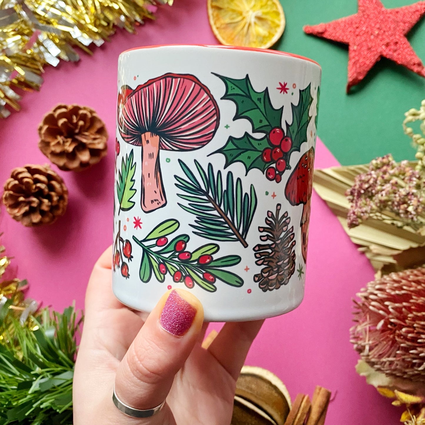 Christmas Mushrooms Mug