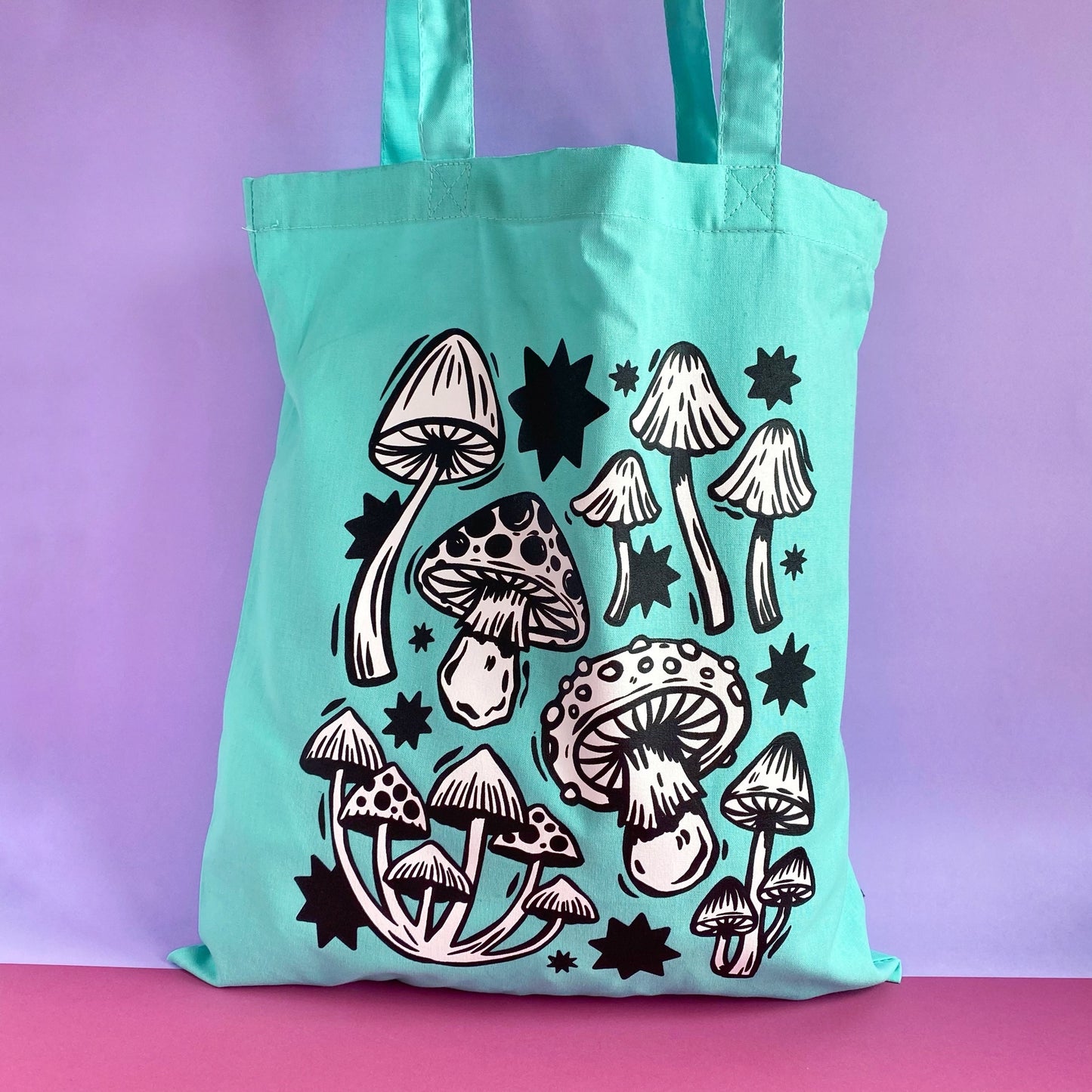 Mint Green Mushroom Tote Bag