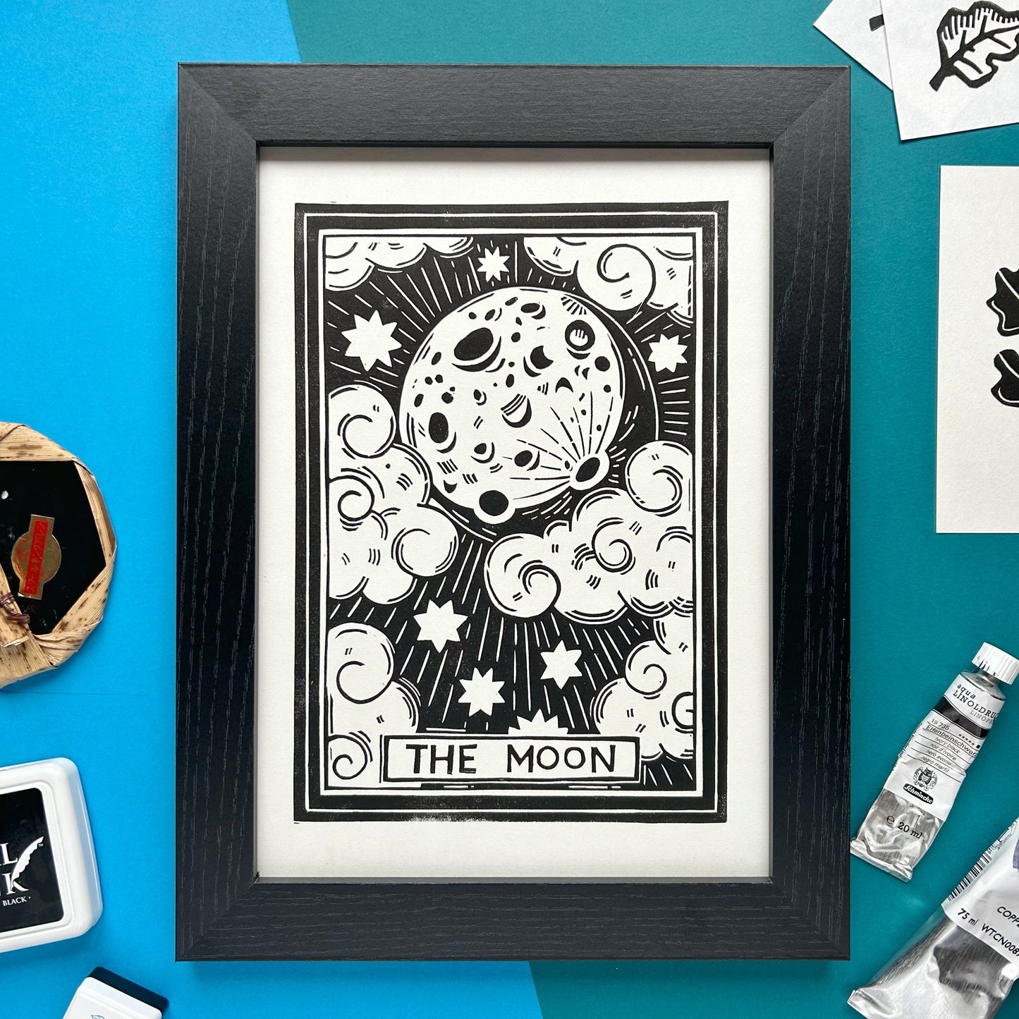 Full Moon Lino Cut Print