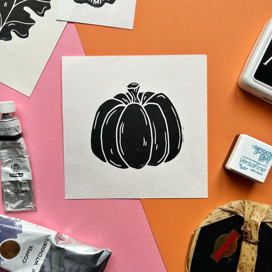 Pumpkin Mini Lino Print