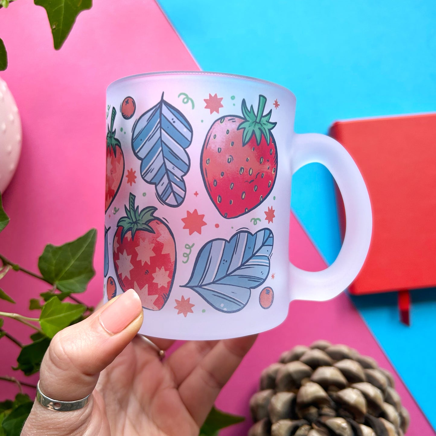 Strawberry Frosted Glass Mug