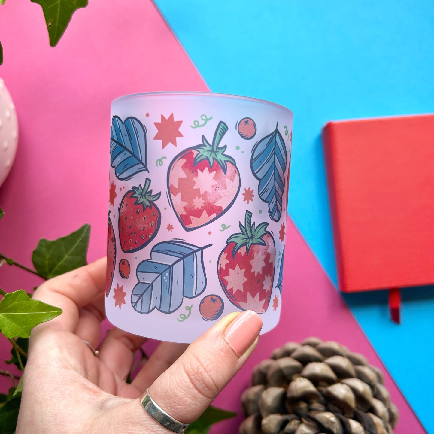 Strawberry Frosted Glass Mug