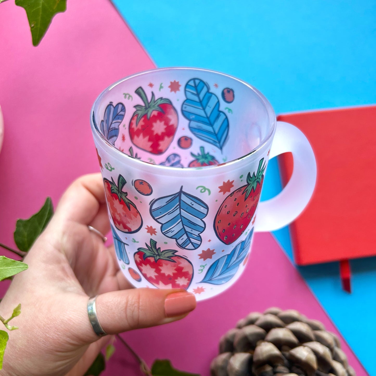 Strawberry Frosted Glass Mug