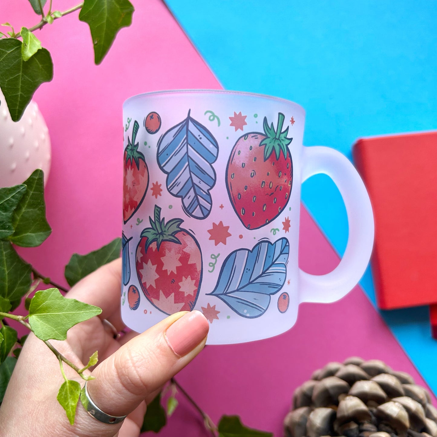 Strawberry Frosted Glass Mug