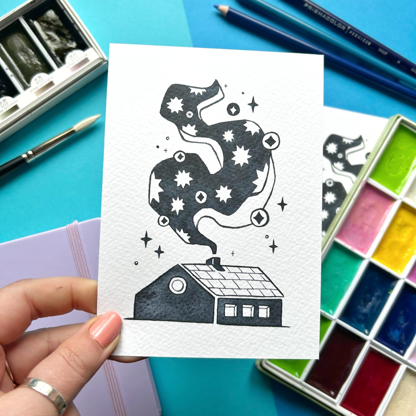Midnight Cottage Postcard
