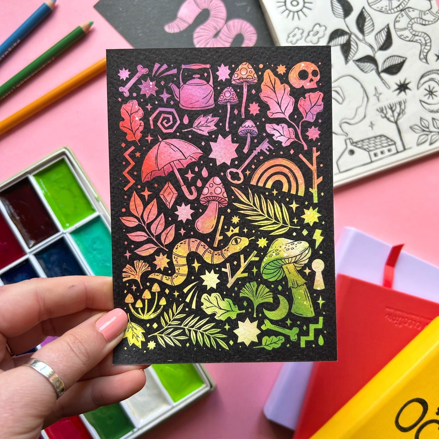 Rainbow Doodles Postcard