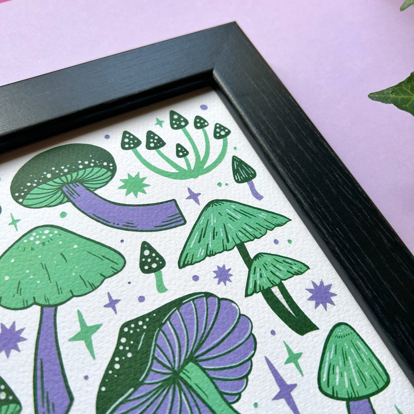Mint and Lilac Mushroom Print