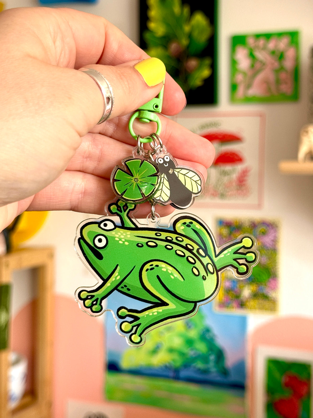 Frog and Fly Acrylic Keyring