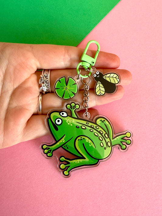 Frog and Fly Acrylic Keyring