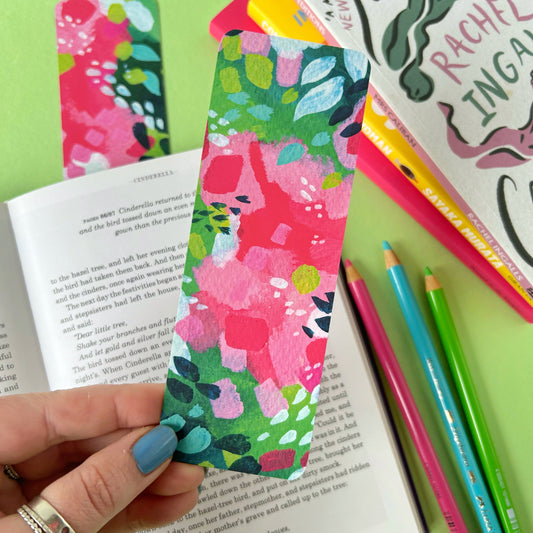 Pink and Green Abstract Bookmark