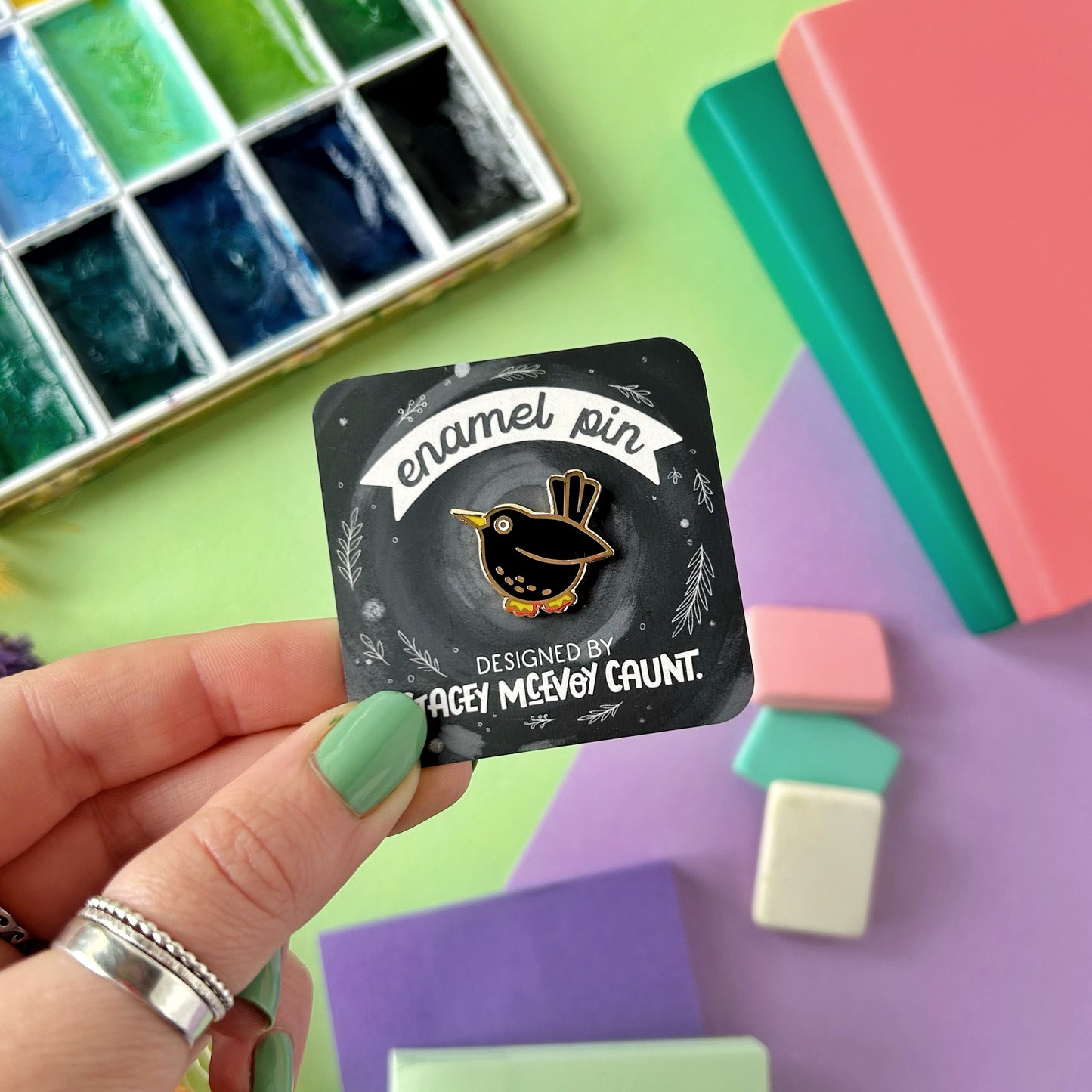 Mini Blackbird Enamel Pin