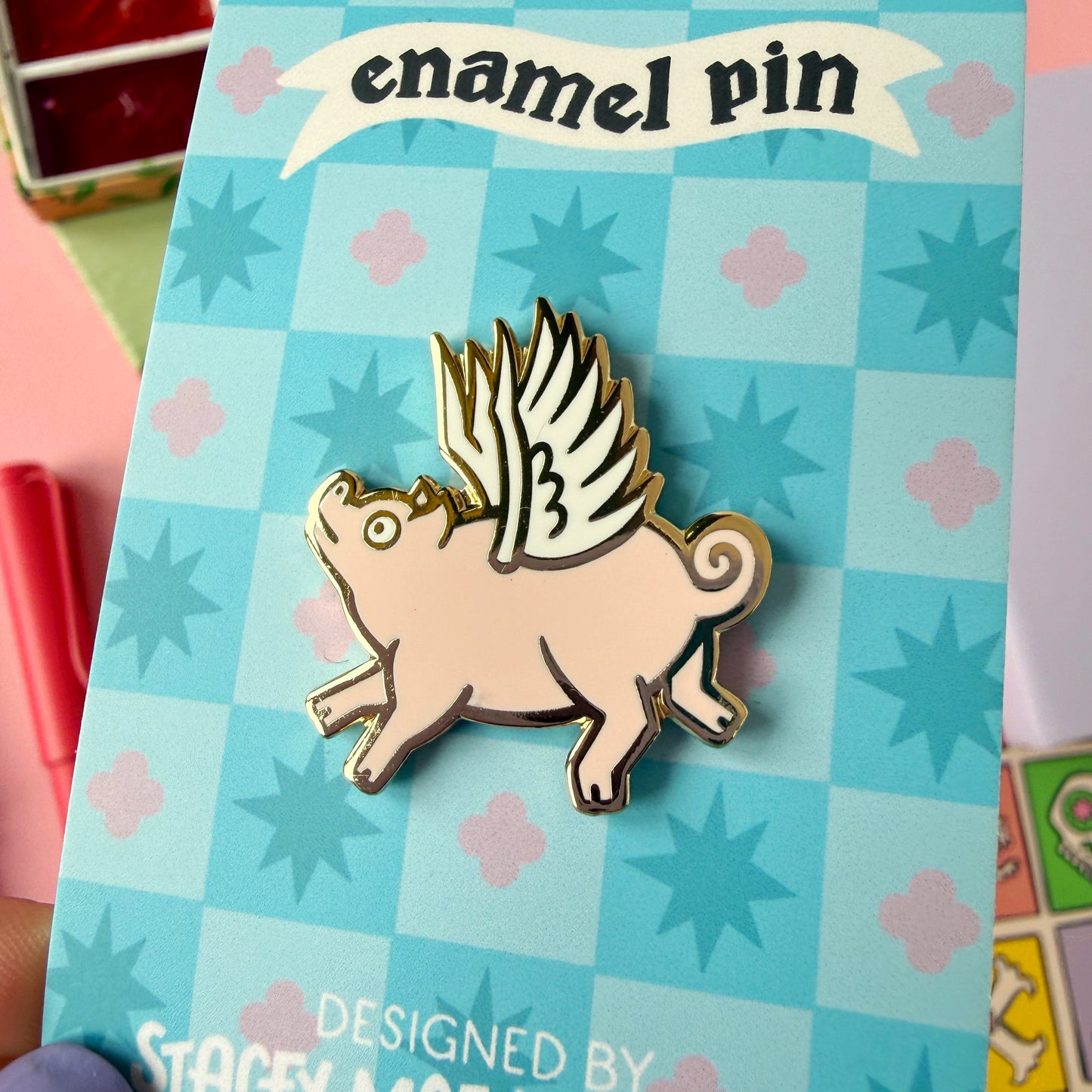 Flying Pig Enamel Pin