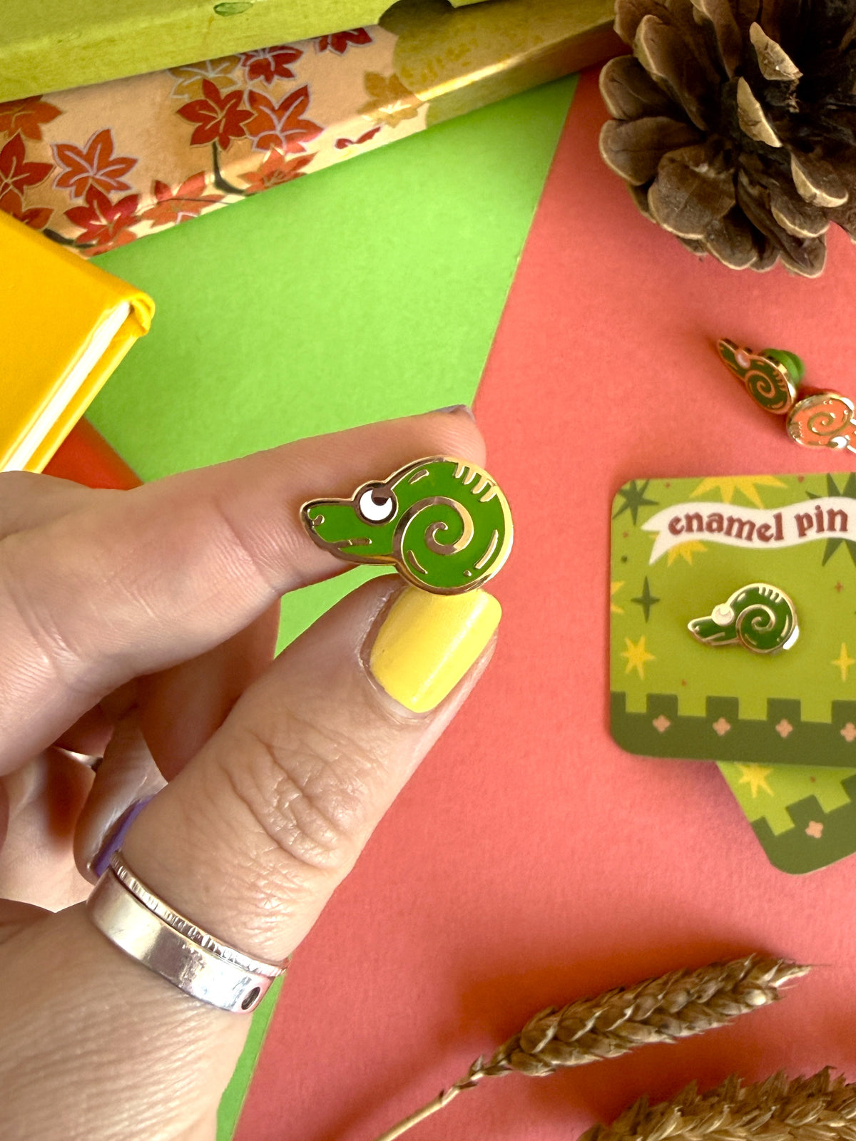 Green Medieval Snail Enamel Pin