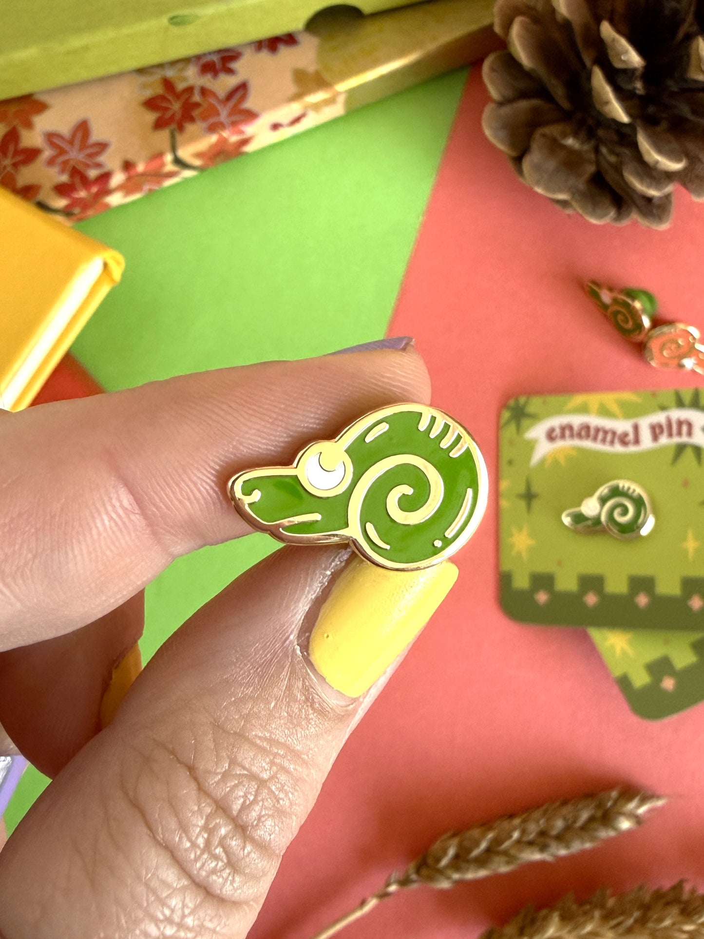 Green Medieval Snail Enamel Pin