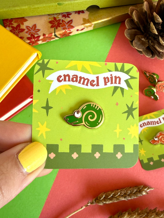 Green Medieval Snail Enamel Pin