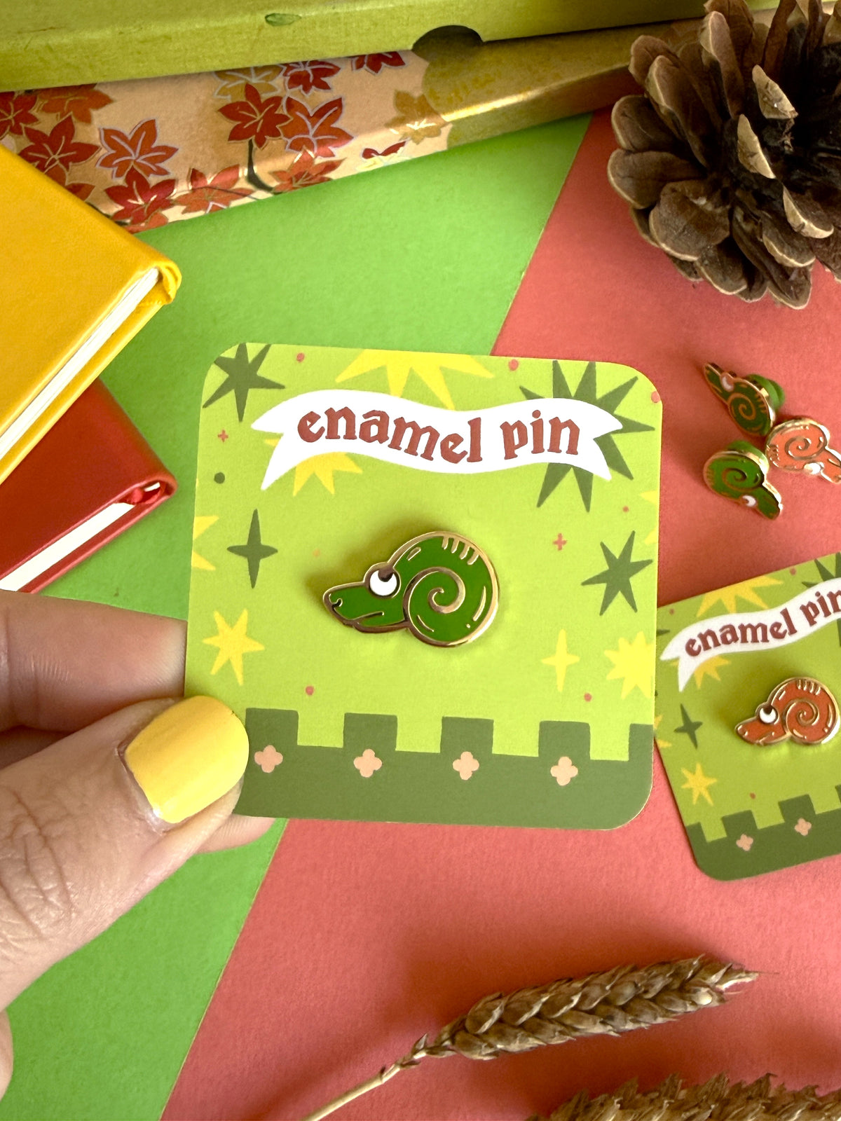Green Medieval Snail Enamel Pin