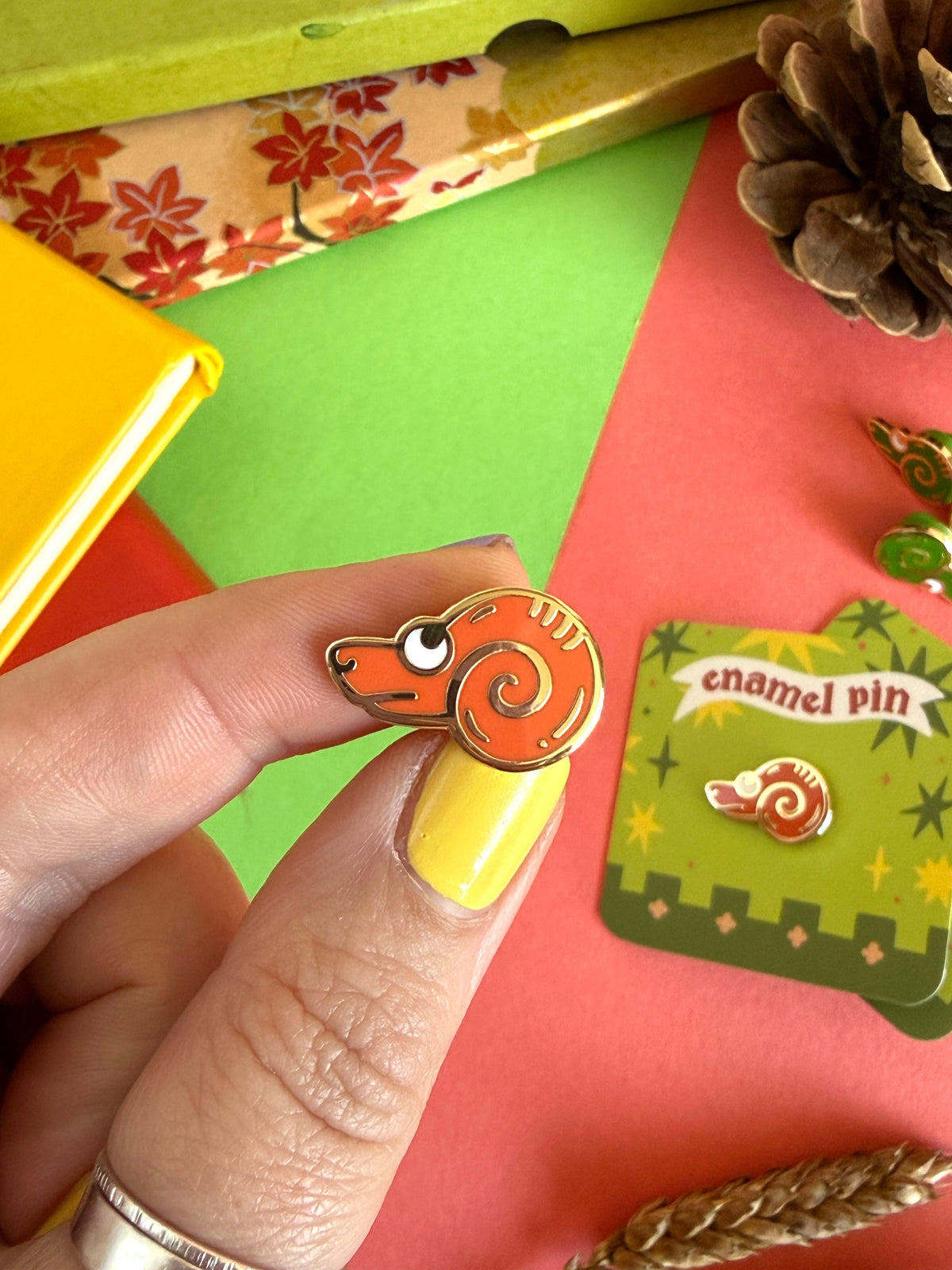 Red Medieval Snail Enamel Pin
