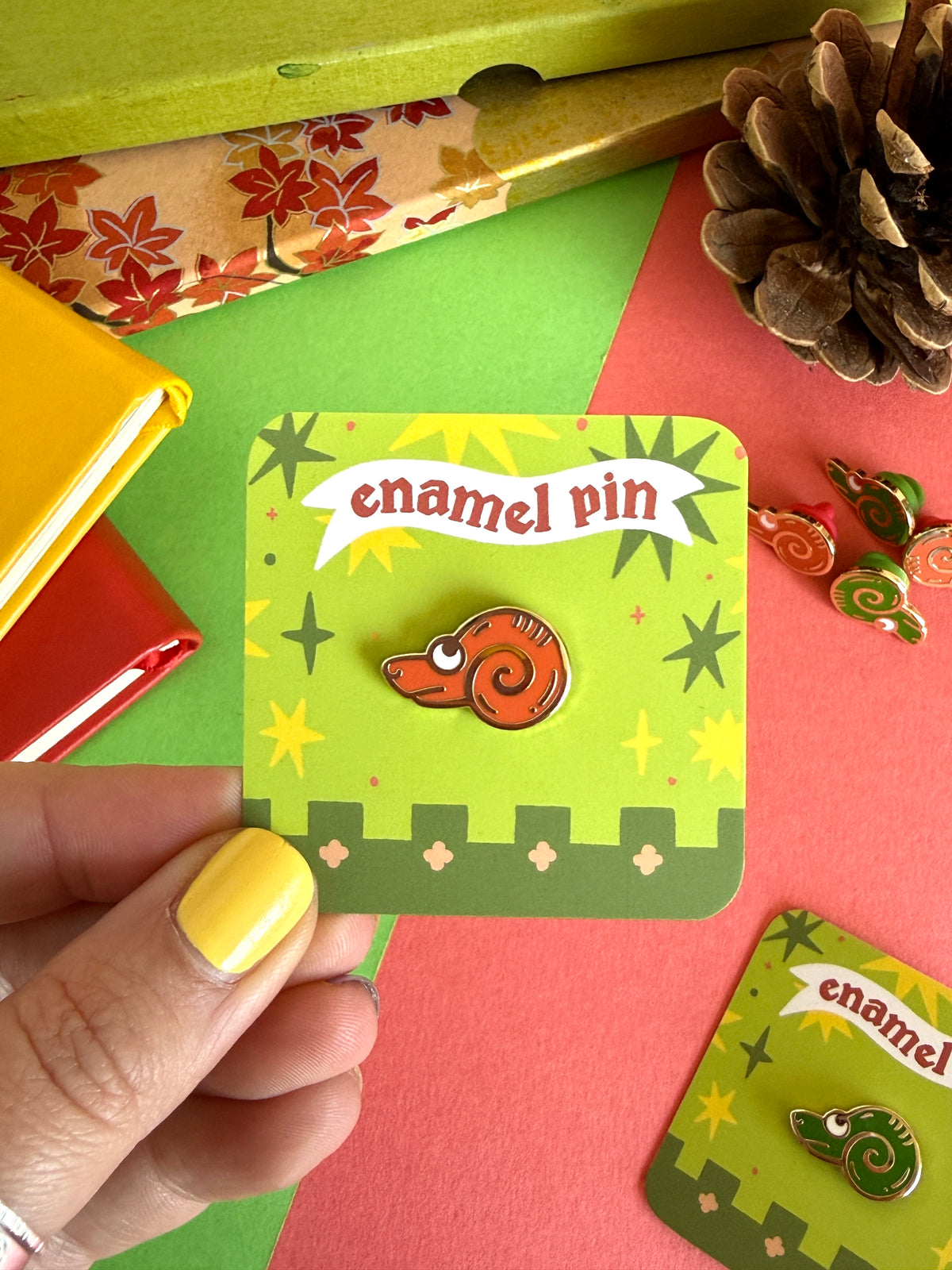 Red Medieval Snail Enamel Pin