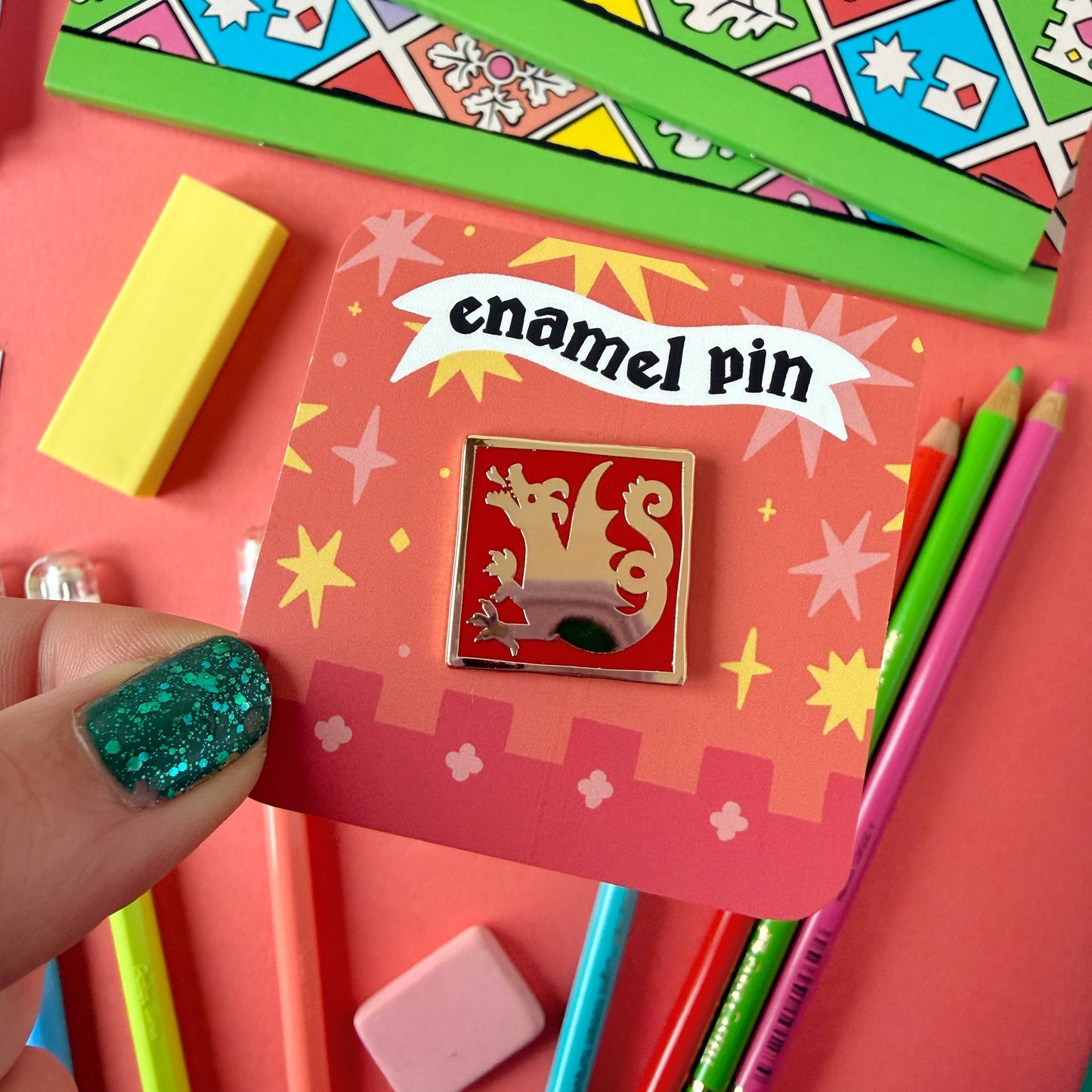 Dragon Mini Medieval Tile Enamel Pin