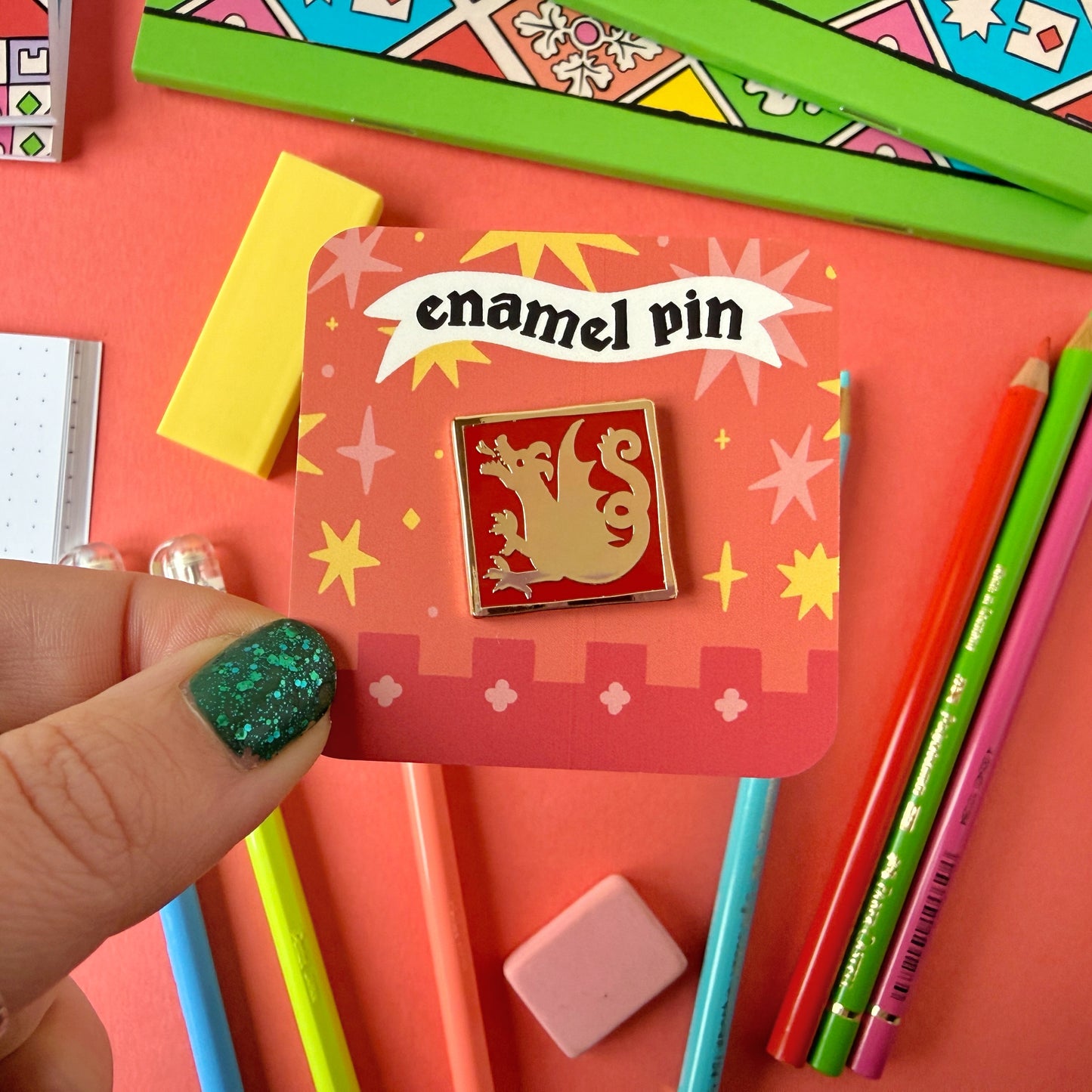 Dragon Mini Medieval Tile Enamel Pin