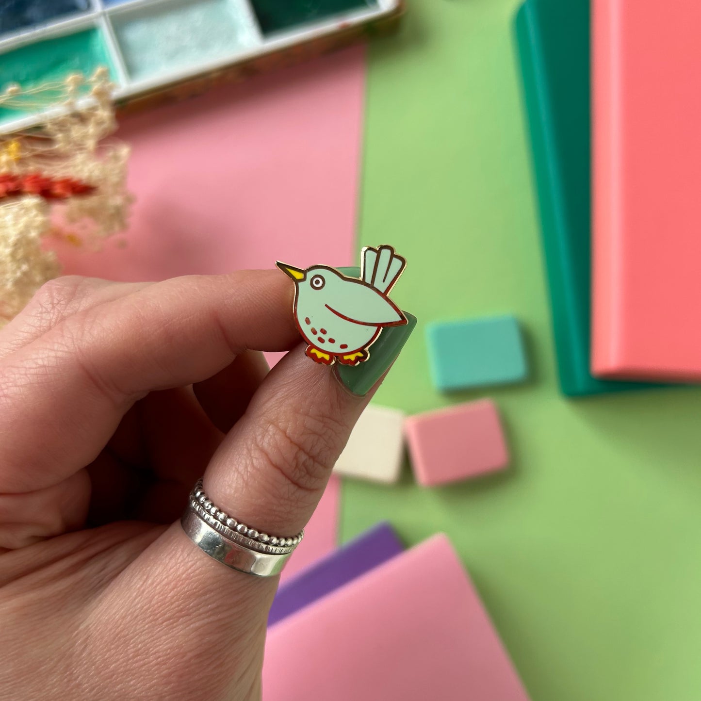 Mint Green Bird Enamel Pin