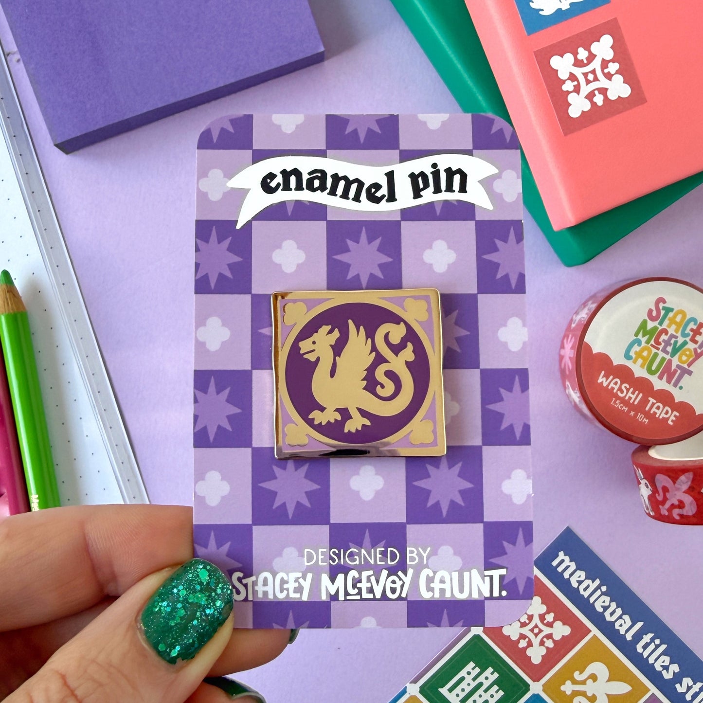 Dragon Medieval Tile Enamel Pin